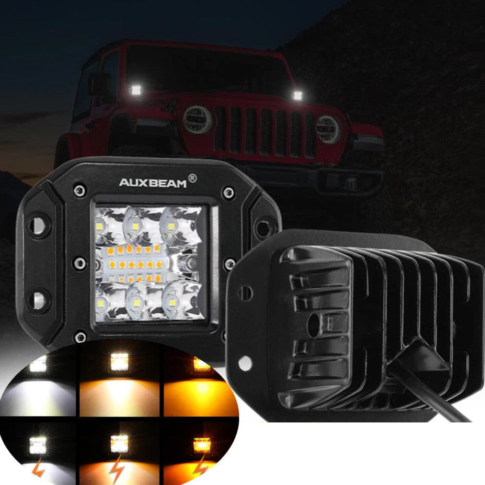 Auxbeam 6 Modes Series 3 Inch/4Inch/7Inch/12Inch/20Inch White&Amber LED Light Bar