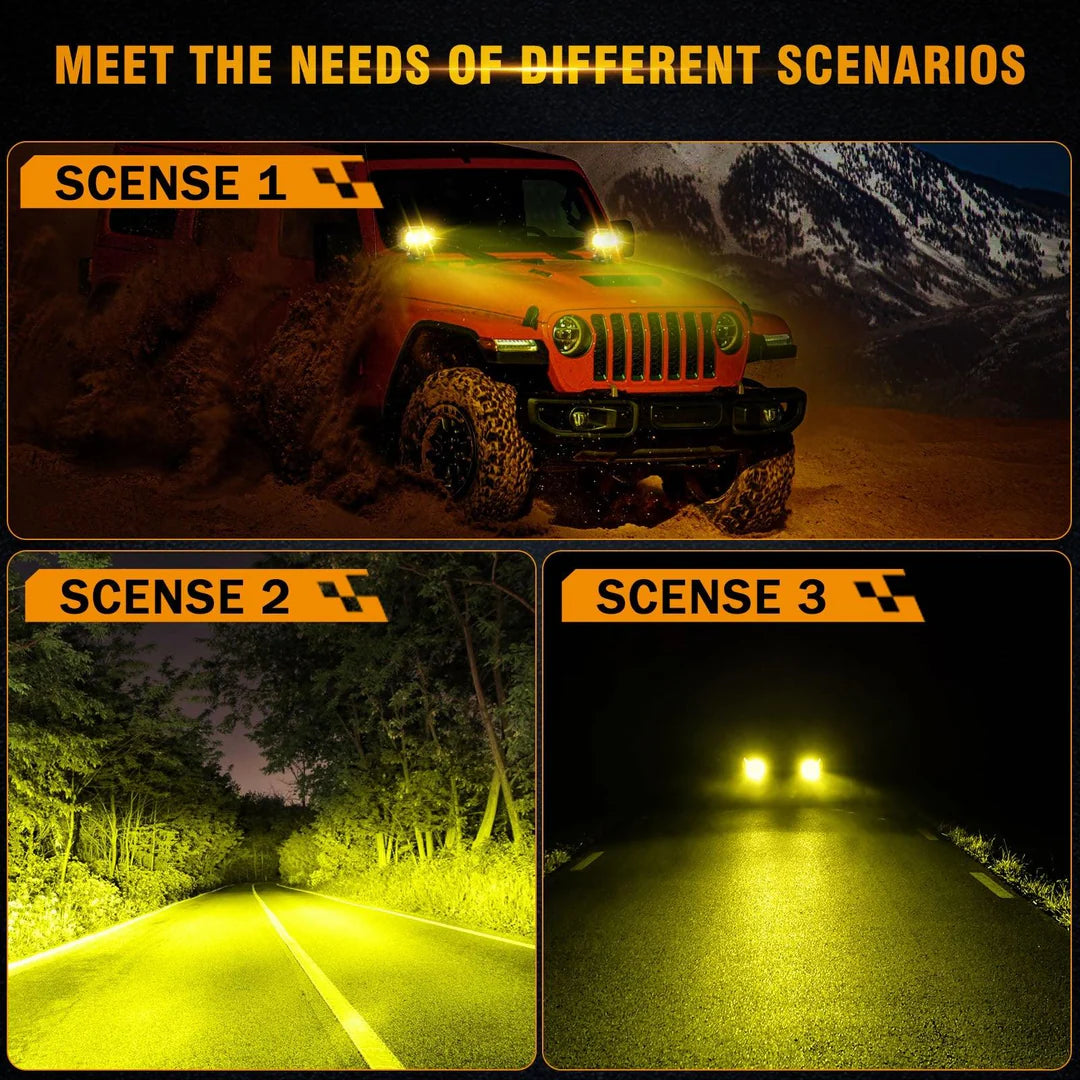 Auxbeam R4 Series | 4 Inch 60W LED Pods Light Flood Beam Amber Light