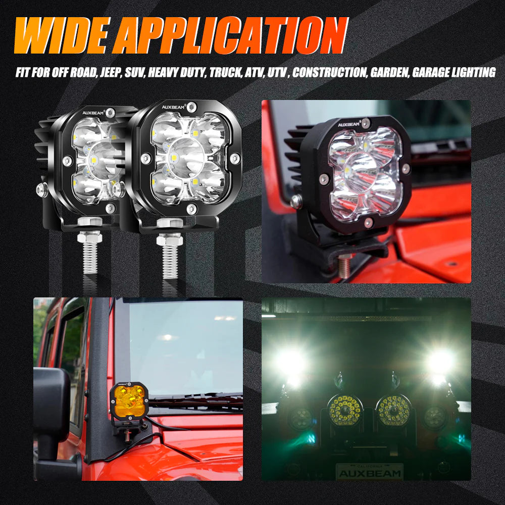 Auxbeam X-PRO SERIES | 3 INCH 80W 9600LM LED PODS LIGHTS WHITE&AMBER