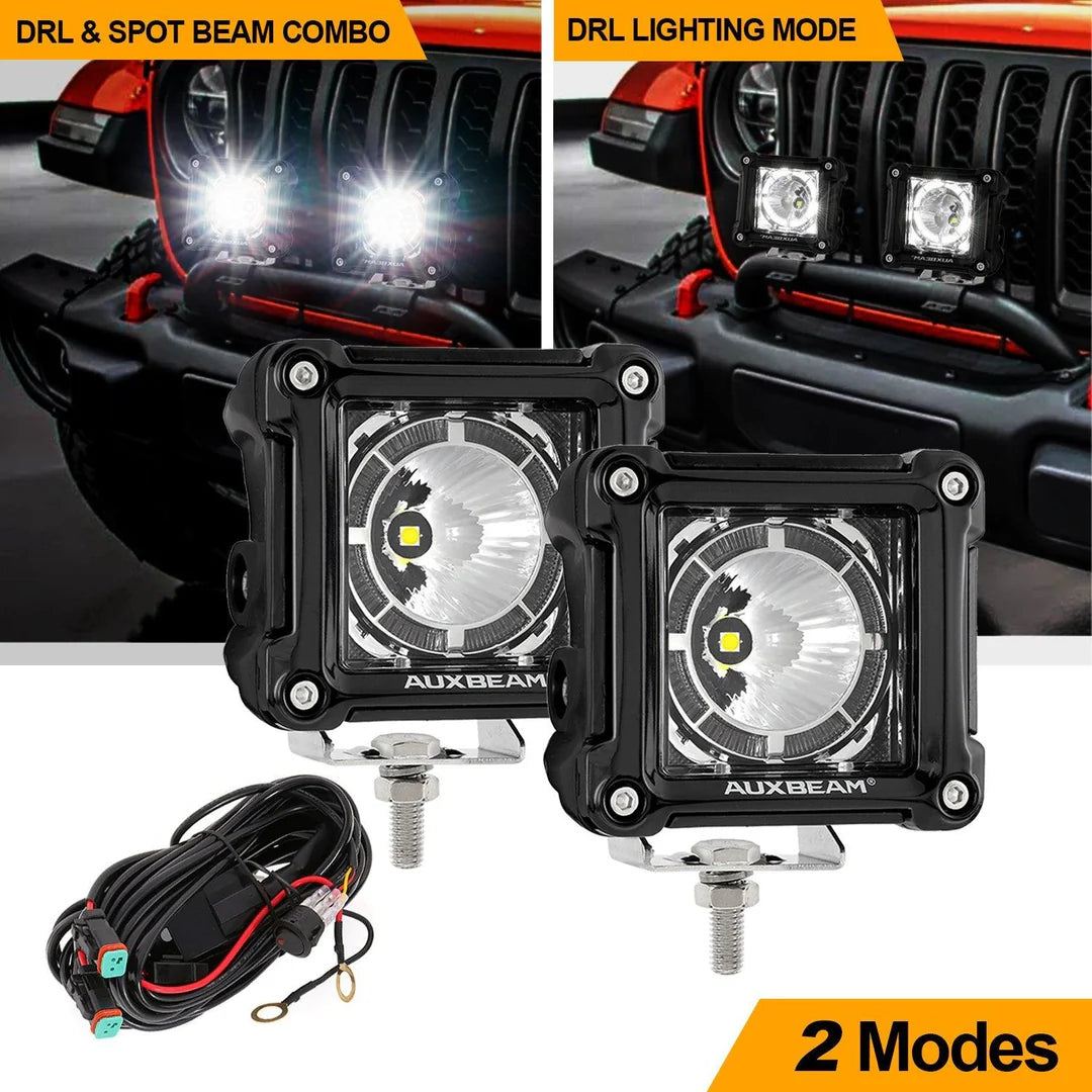 Auxbeam (2pcs/set) 3 inch 40W LED Pod Lights With DRL for SUV ATV UTV Trucks Pickup Boat
