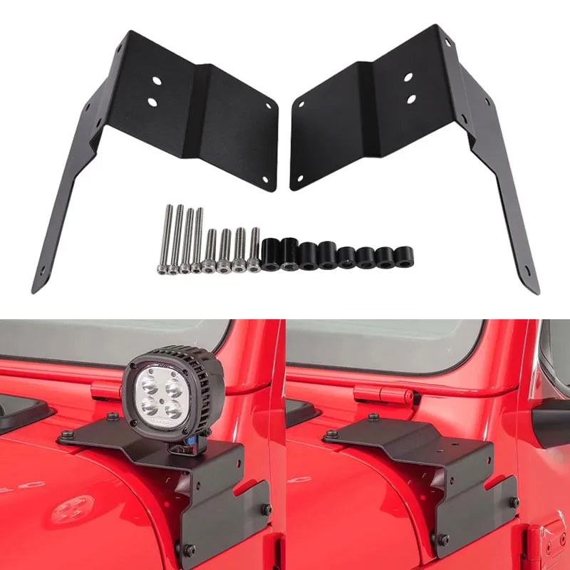 IJDMTOY Heavy Duty Steel LED Ditch Light Brackets For Jeep Wrangler TJ JK (A-Pillar Mount)