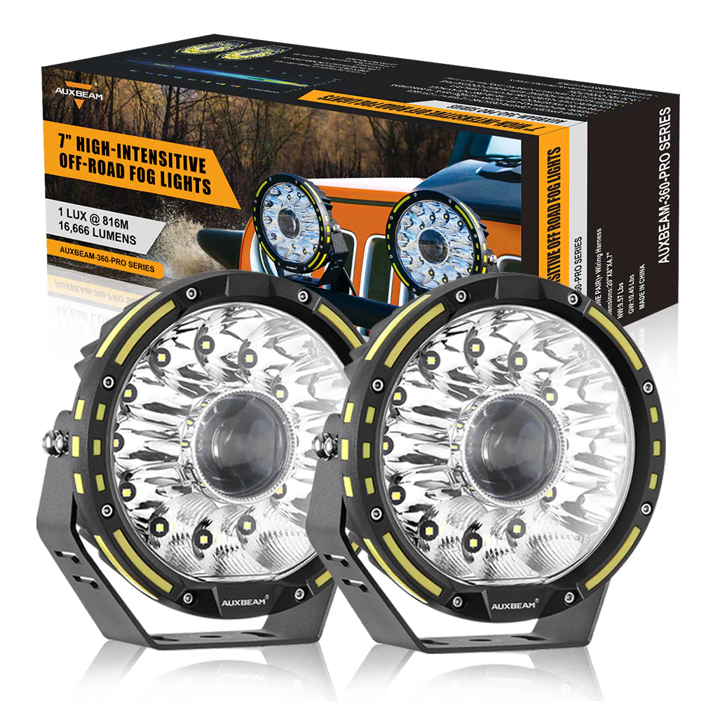 Auxbeam 360-PRO SERIES | 7 INCH 230W 33332LM CUSTOM LENS OFFROAD LED DRIVING LIGHTS