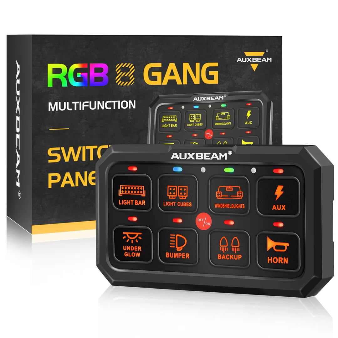 Auxbeam RA80 XL RGB SWITCH PANEL, LARGER SIZE, TOGGLE/ MOMENTARY/ PULSED MODE SUPPORTED+3.94FT Extension Cable+Universal Stickers+Cover