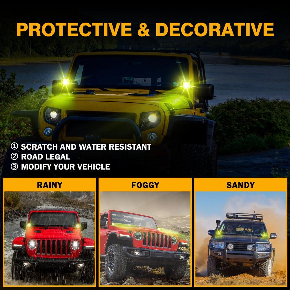 Auxbeam 3 INCH AMBER LED CUBE LIGHT COVERS FOR LED PODS SQUARE OFFROAD LIGHTS DRIVING FOG LIGHTS