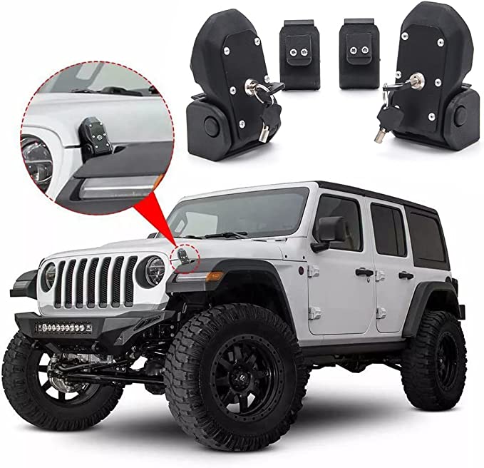 JKB JL and JT OEM Hood Latches with Lock (Set of 2)
