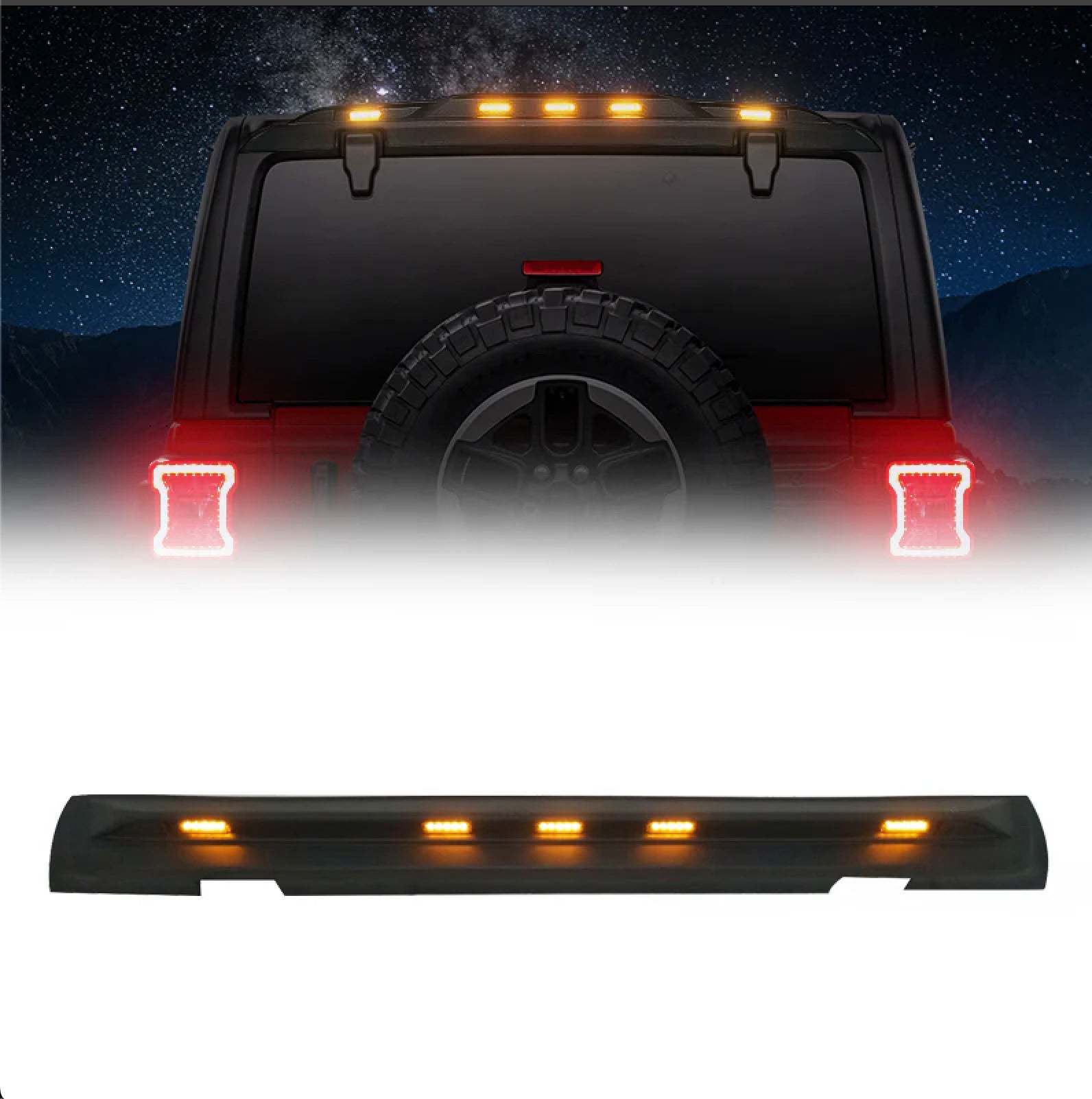 JKB JL and JT Hard Top Rear Illuminated Spoiler DRL