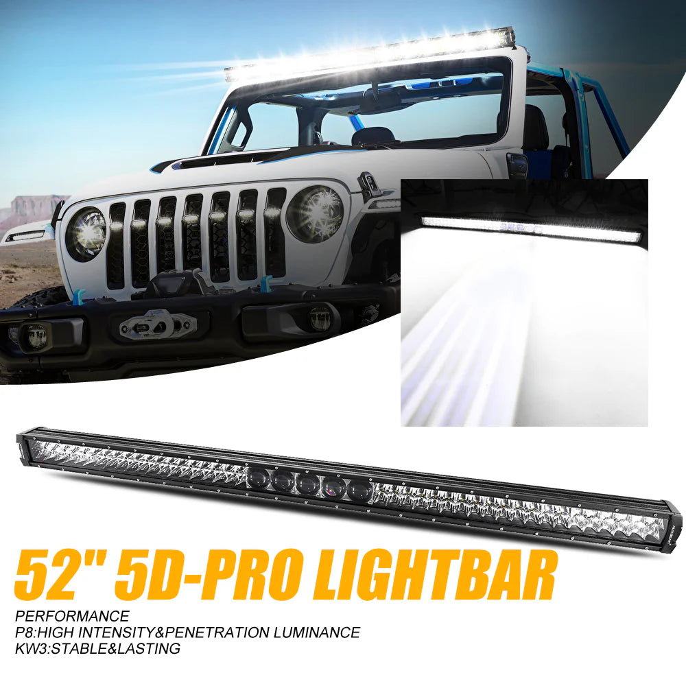 Auxbeam NEW 52 INCH 5D-PRO SERIES 55000LM SPOT BEAM OFF ROAD LED LIGHT BAR