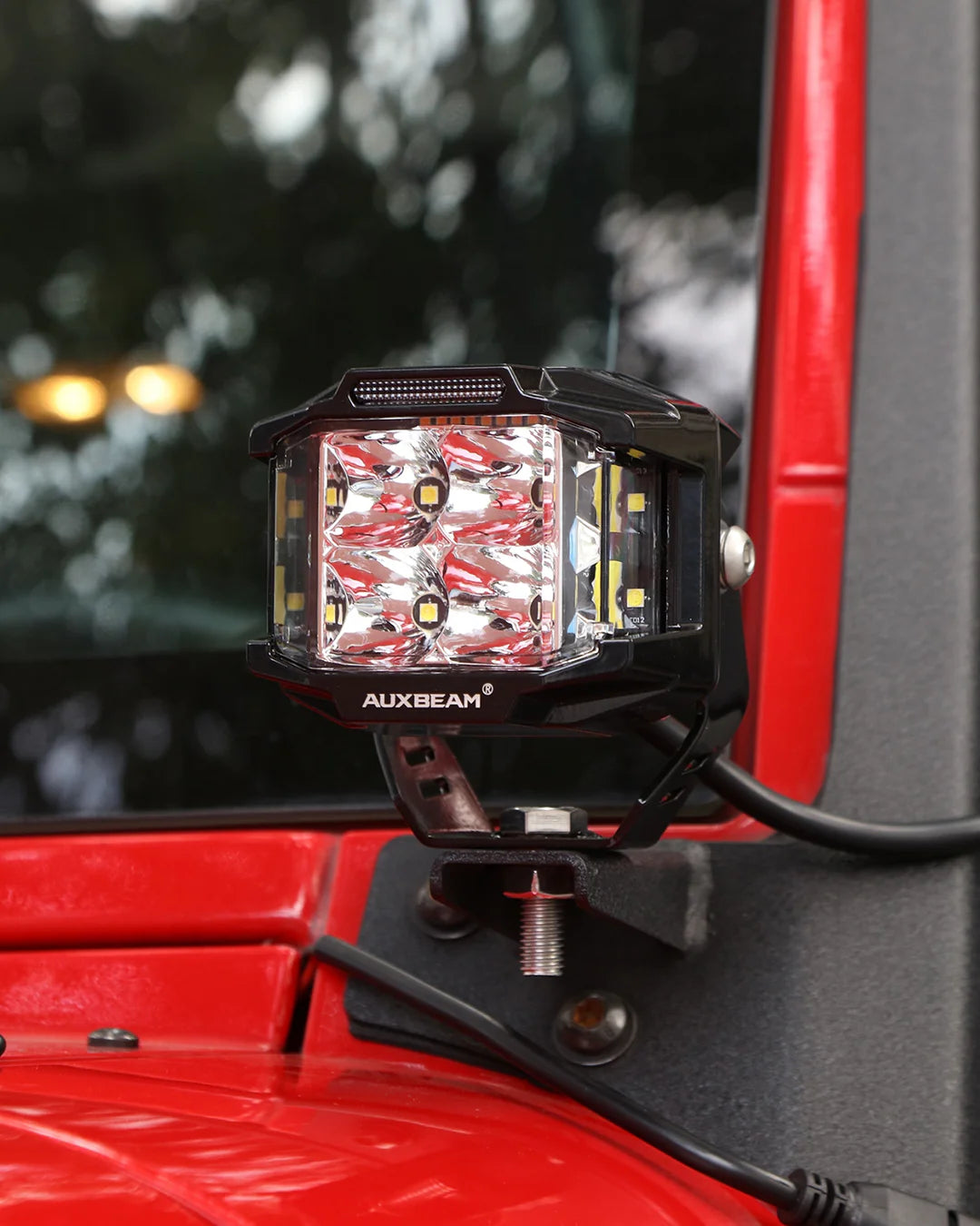 Auxbeam V-MAX SERIES | 4 INCH 92W 8960LM COMBO BEAM SIDE SHOOTER LED SQUARE POD LIGHTS WITH AMBER DRL