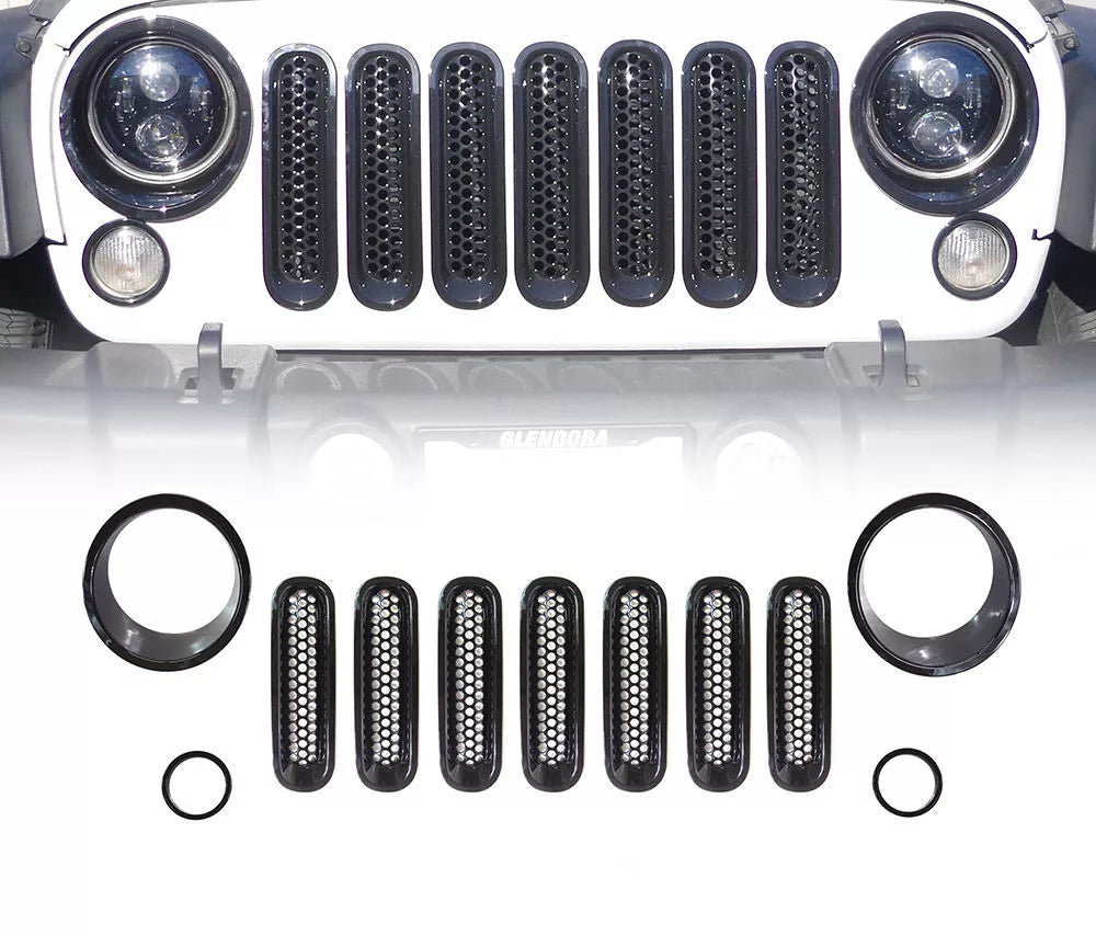 JKB JK INSERT GRILL AND HEADLIGHT BLACK