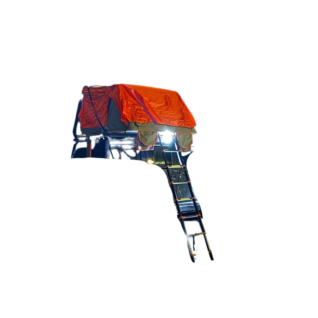 JKB 210x160x110 cm Glossy Black Hard Shell Roof Tent with Gray/Orange Combination Interior