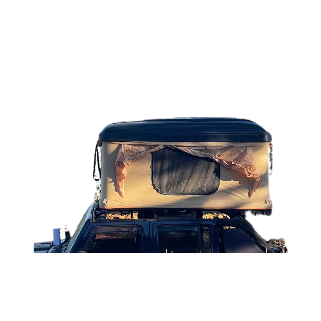 JKB 210x130x110 cm Black Hard Shell Roof Tent with Tan-Colored Interior