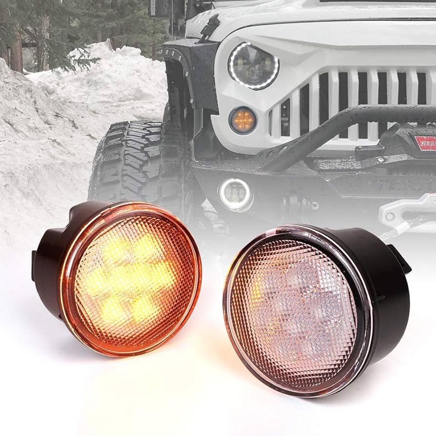 JKB JK  Light White Grille Turn Signal (Set of 2)