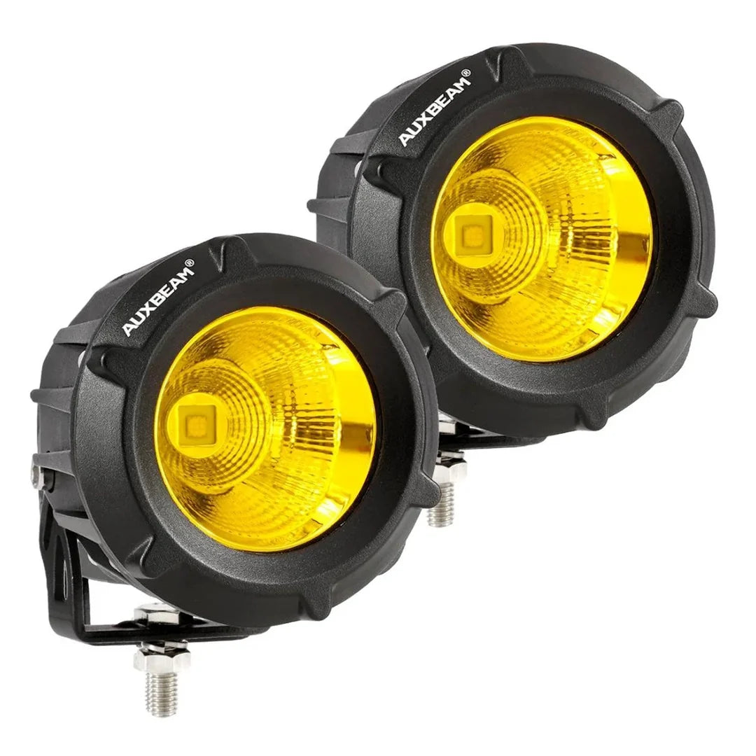 Auxbeam  3.5" 50W ROUND/SQUARE LED DRIVING LIGHTS COMBO WHITE/YELLOW WITH WIRING HARNESS FOR SUV ATV UTV TRUCKS PICKUP BOAT