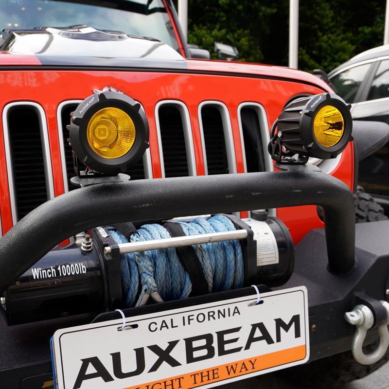 Auxbeam  3.5" 50W ROUND/SQUARE LED DRIVING LIGHTS COMBO WHITE/YELLOW WITH WIRING HARNESS FOR SUV ATV UTV TRUCKS PICKUP BOAT