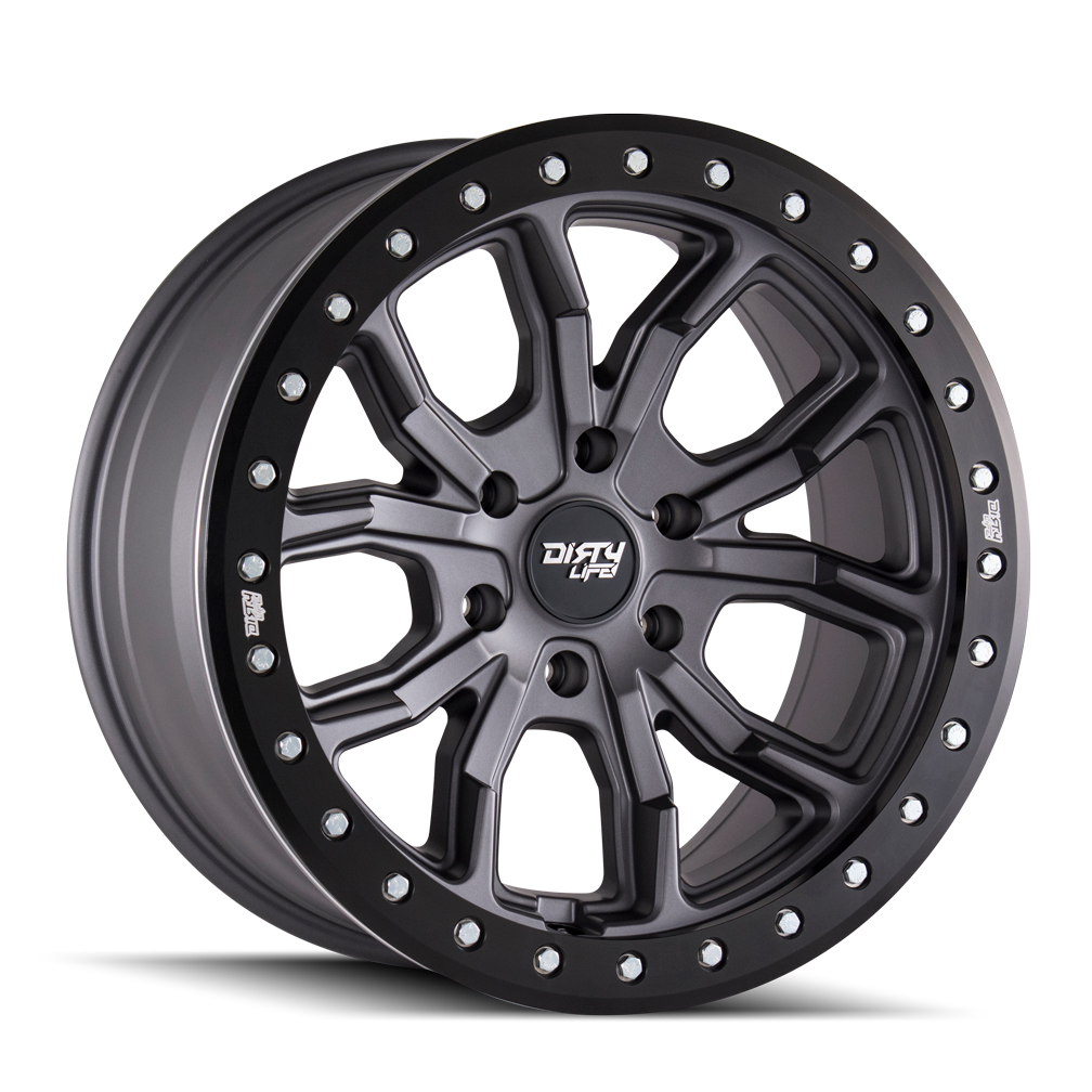 Dirty Life 17 Inch DUAL-TEK Satin Graphite (Gun Metal) W/ Beadlock Ring