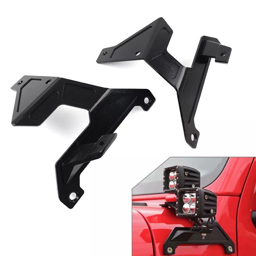 JKB JL and JT  Dual LED Light Hood Mounting Brackets