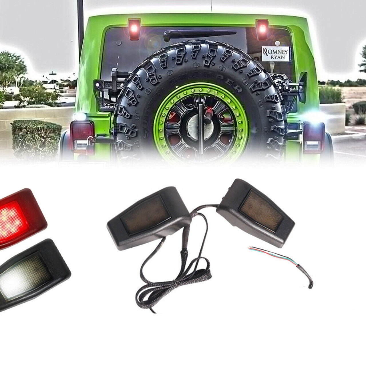 Auxbeam JK  Tailgate Rear Window Glass Hinge LED Light   (2007-2017)