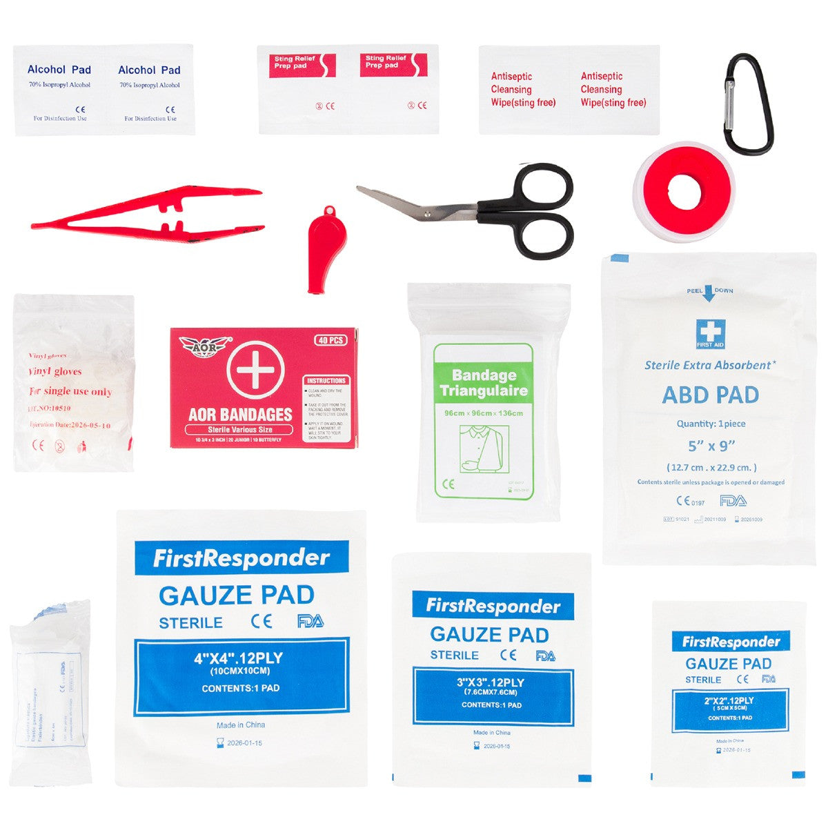 AOR  American Off Road Survivor Comprehensive Premium First Aid Kit Emergency Medical Kit for Trucks, Cars, Camping, Office and Sports and Outdoor Emergencies Portable Kit - 92 Piece Set