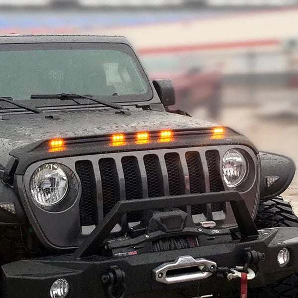 JKB JL and JT  Hood Trim with Orange DRL LED Lights