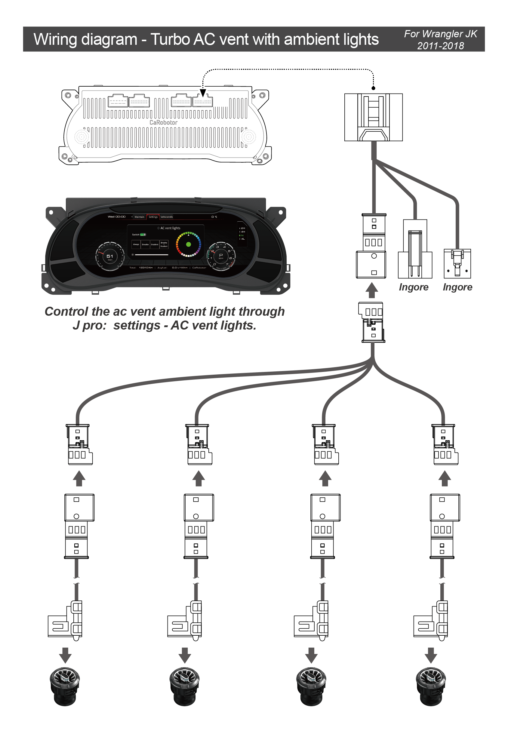 CaRobotor JK  Turbo Air AC Vents With Ambient Light